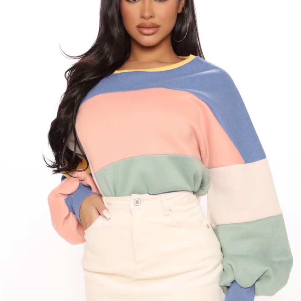 Fashion Nova Colorblock Oversized Sweatshirt – Size XL